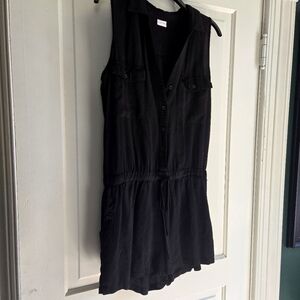 All Black Sleeveless Collared Romper. Size 8 with drawstring and pockets.